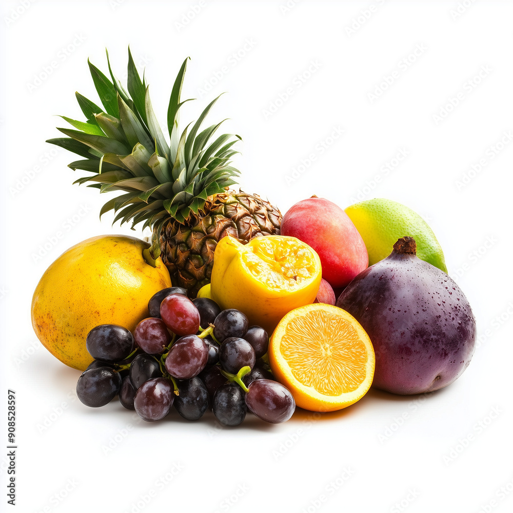 seasonal mixed fruits on the wooden background