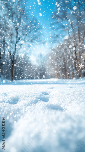 Winter Landscape with Falling Snow