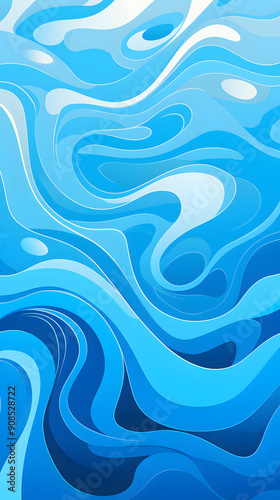 Digital blue artistic paper cut wave abstract graphic poster background