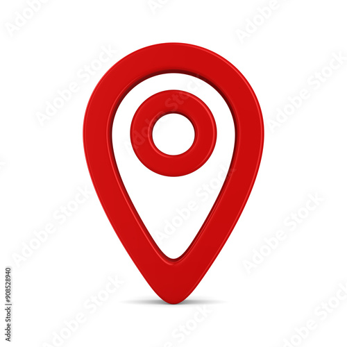 Red pointer marker on white background. Isolated 3D illustration
