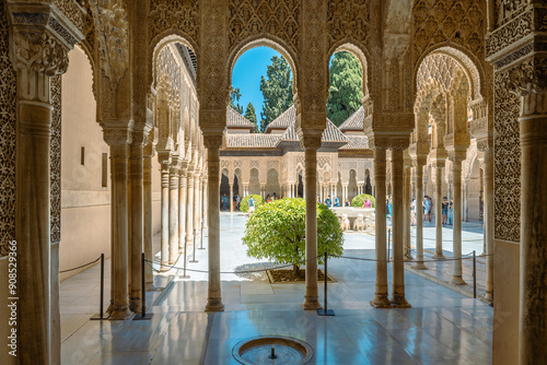 Alhambra city castle on the Sabikah hill in Andalusian Granada in Spain photo