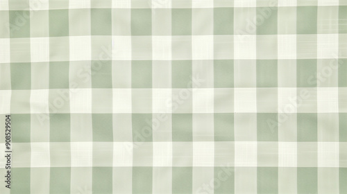 Green and white checkered fabric texture, seamless pattern for textiles