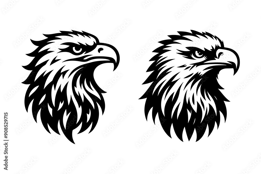 Fototapeta premium eagle head silhouette vector illustration - Generative AI
