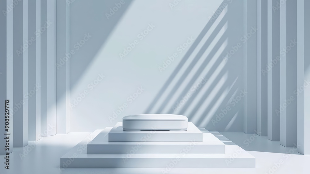 Fototapeta premium Minimal platform for product presentation featuring an empty podium