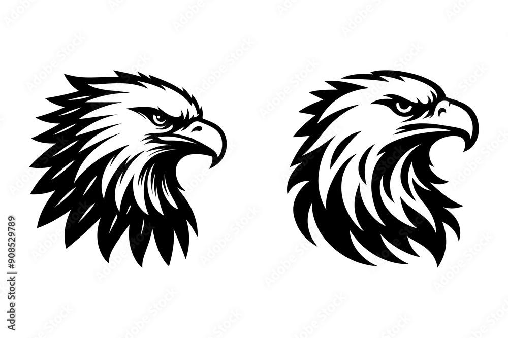 Fototapeta premium eagle head silhouette vector illustration - Generative AI