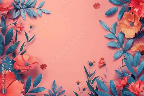 A beautiful floral frame with vibrant flowers,, presenting an artistic floral arrangement.