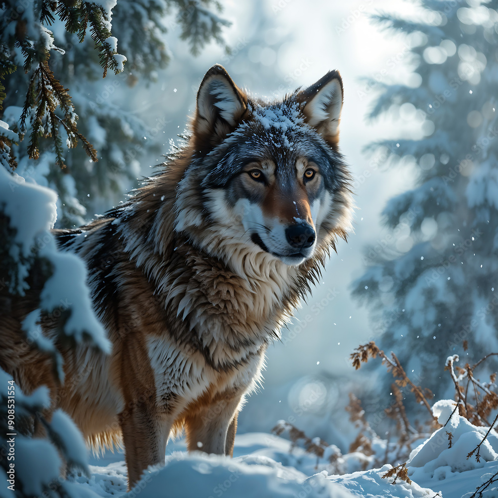 Obraz premium wolf in winter forest