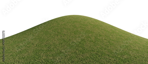 Hills with grass on a transparent background. 3D rendering.	
