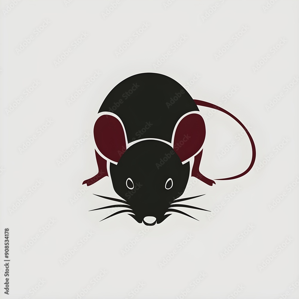 Minimalist 2D Mouse Design in Black and Maroon, Featuring Static Color Scheme with Front View Only, Ideal for Digital Art and Modern Illustrations Minimalist 2D Mouse Design in Black and Maroon, Featuring Static Color Scheme with Front View Only, Ideal for Digital Art and Modern Illustrations