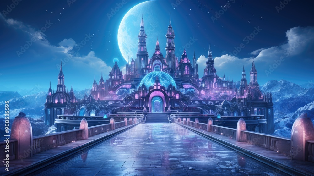Obraz premium abstract futuristic city. beautiful city images concept. 