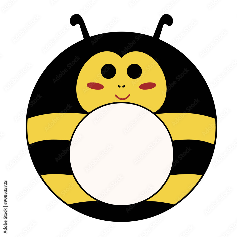 Cute name label,sticker name tag of Bee cartoon animal character design