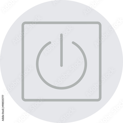 Turn On Vector Line Grey Circle Grey