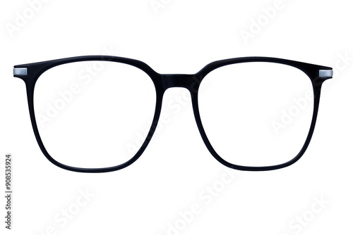 classic black frame eyeglasses isolated on white background photo