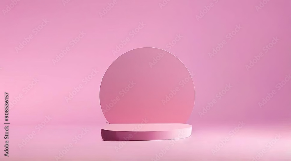Magenta Cylinder Pedestal on Magenta Background, Perfect for Product Display. Made with Generative AI Technology