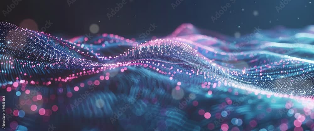 Motion Picture of Digital Particles of 3D Wavey Dots and Lines Motion Picture of Digital Particles of 3D Wavey Dots and Lines