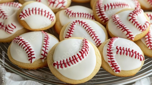 Softball cookies with a team logo in icing, perfect for sports fans