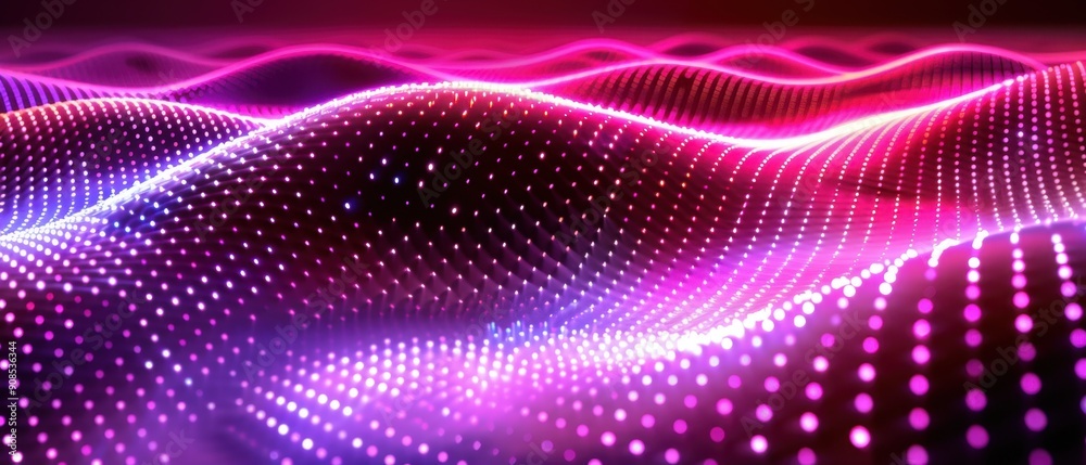 Stunning abstract digital waves in vibrant pinks and purples, showcasing a mesmerizing futuristic art concept with light patterns. Stunning abstract digital waves in vibrant pinks and purples, showcasing a mesmerizing futuristic art concept with light patterns.