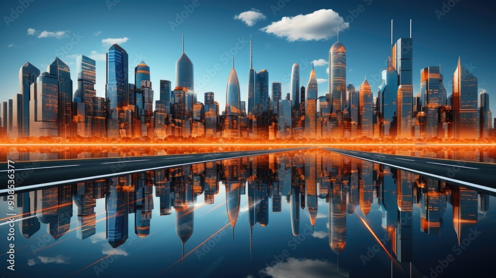 Fototapeta premium abstract futuristic city. beautiful city images concept. 