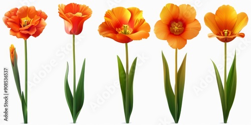 Wallpaper Mural Collection of 2D and 3D Vector Flat Abstract Minimalistic Art of Flowers and Meadow Isolated on a White Background Torontodigital.ca