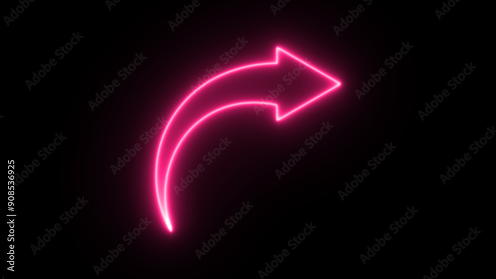 neon arrow icon. left arrow identify. Glowing direction arrow. Lightning direction icon on black background. neon arrow icon. left arrow identify. Glowing direction arrow. Lightning direction icon on black background.