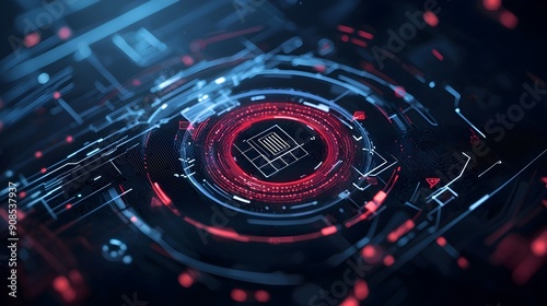 Futuristic Holographic Intrusion Detection System with Advanced Security Interface on Dark Background