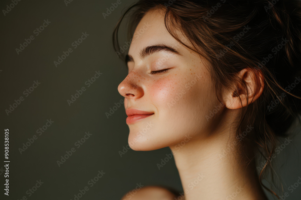 A close up of a girl's face with her eyes closed A close up of a girl's face with her eyes closed
