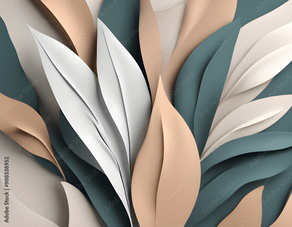 Obraz premium minimalist Minimal abstract leaf Scandi style Creativity art design background