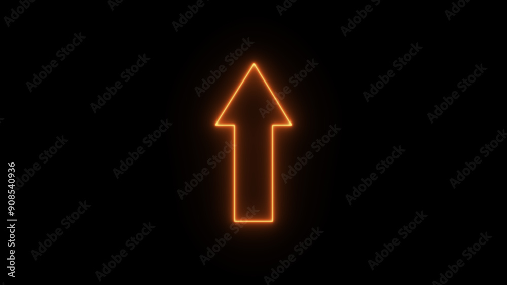 neon arrow icon. up arrow identify. Glowing direction arrow. Lightning direction icon on black background. neon arrow icon. up arrow identify. Glowing direction arrow. Lightning direction icon on black background.