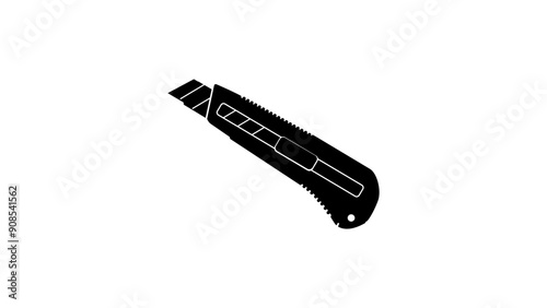 Retractable blade, black isolated silhouette