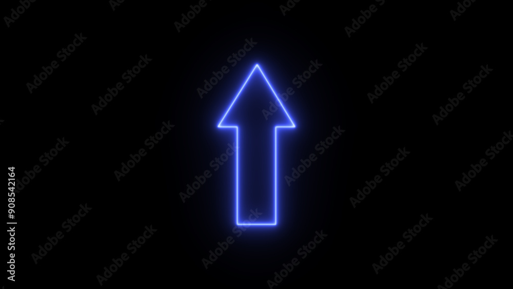 neon arrow icon. up arrow identify. Glowing direction arrow. Lightning direction icon on black background. neon arrow icon. up arrow identify. Glowing direction arrow. Lightning direction icon on black background.