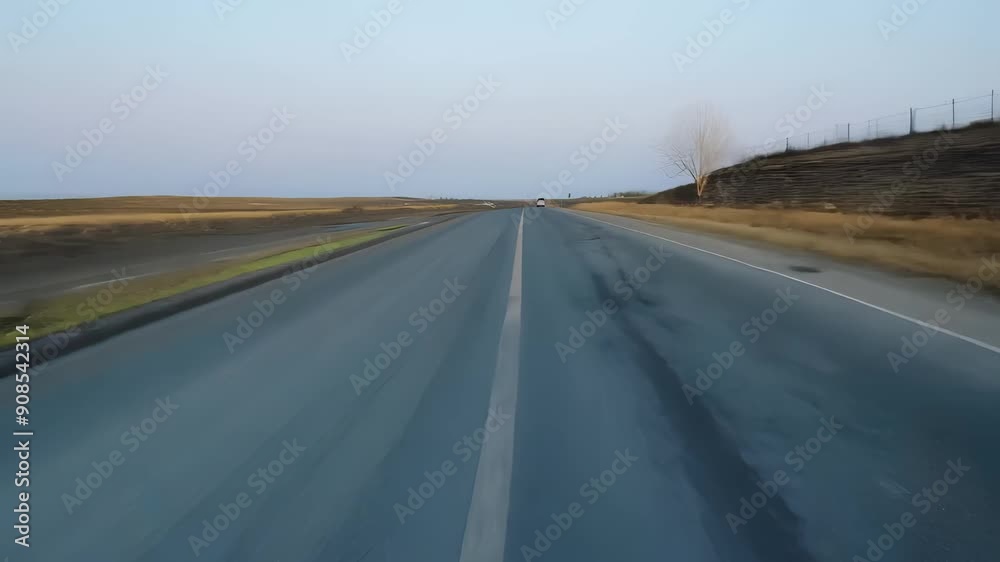 Open Highway Stretching Across Arid Landscape Open Highway Stretching Across Arid Landscape