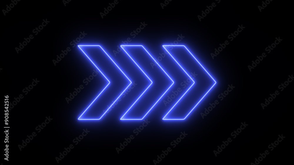 neon arrow icon. right arrow identify. Glowing direction arrow. Lightning direction icon on black background. neon arrow icon. right arrow identify. Glowing direction arrow. Lightning direction icon on black background.