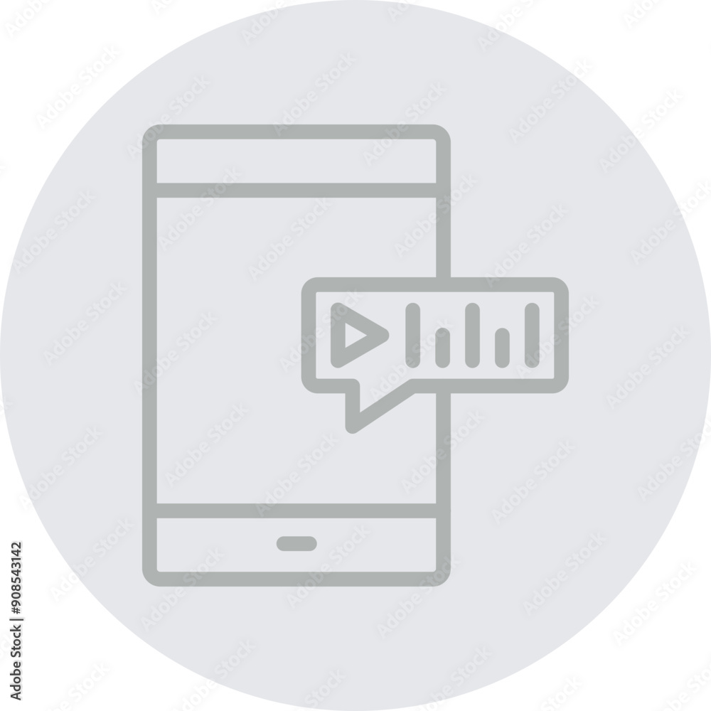 Audio Message Vector Line Grey Circle Grey