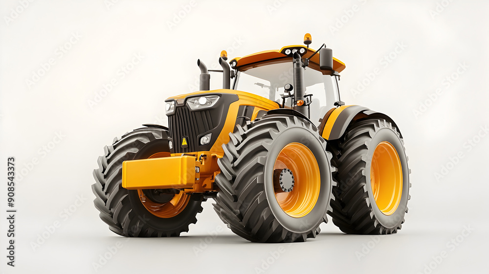 Obraz premium Powerful Yellow Tractor in Field Ready for Agricultural Work