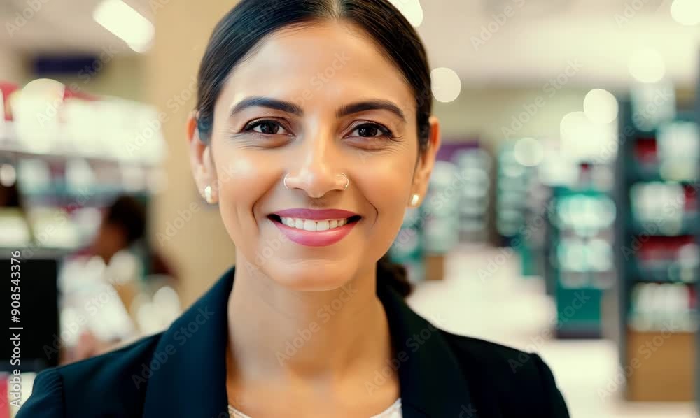 Portrait of a smiling businesswoman in a drugstore looking at camera Portrait of a smiling businesswoman in a drugstore looking at camera