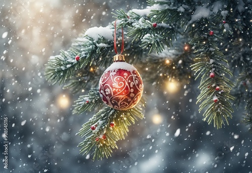 Magical Winter Watercolor Christmas Tree