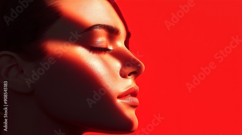 Dramatic Closeup Portrait of an Elegant,Sensual Female Face with Dramatic Lighting and Shadows