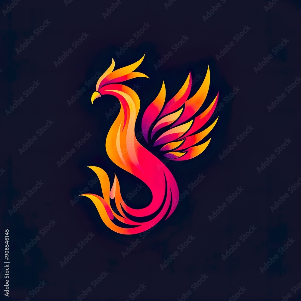 Fiery Phoenix Emblem on a Dark Background Fiery Phoenix Emblem on a Dark Background