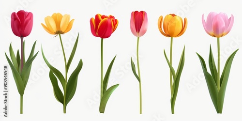 Wallpaper Mural Collection of 2D and 3D Vector Flat Abstract Minimalistic Art of Flowers and Meadow Isolated on a White Background Torontodigital.ca