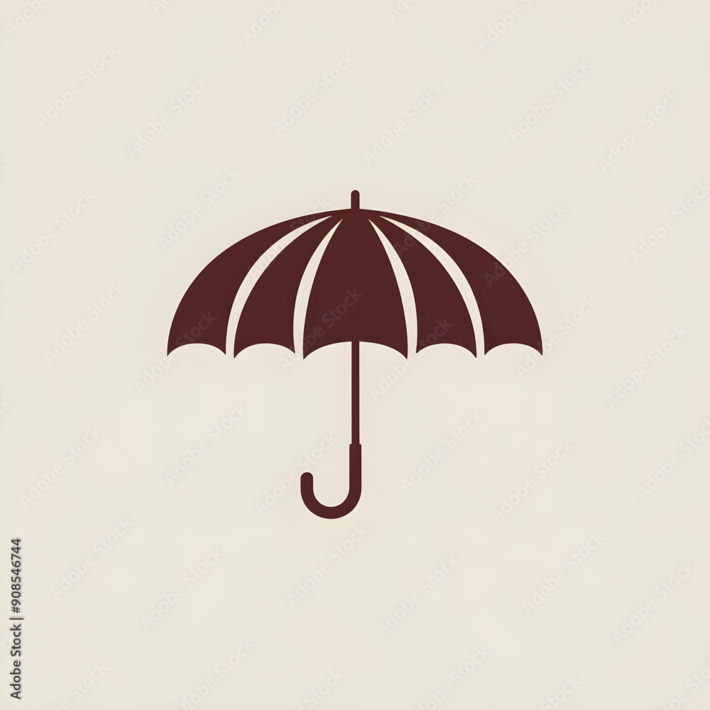 Minimalist 2D Illustration of an Umbrella on an Abstract Background, Featuring a Black and Maroon Color Palette, Vector Illustration Minimalist 2D Illustration of an Umbrella on an Abstract Background, Featuring a Black and Maroon Color Palette, Vector Illustration