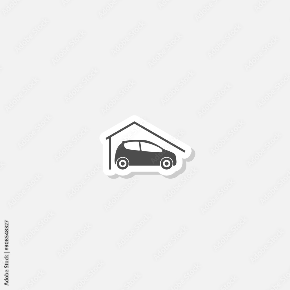 Car garage icon sticker isolated on gray background Car garage icon sticker isolated on gray background