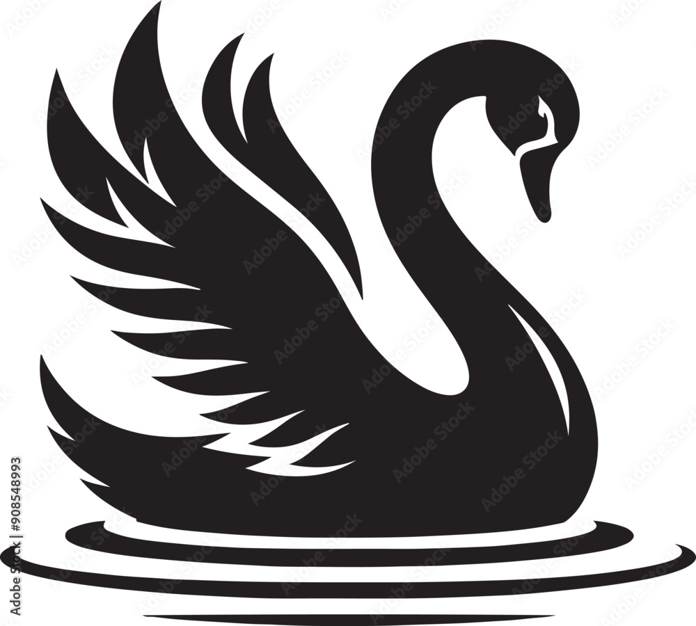 Obraz premium Swan silhouette vector. black and white