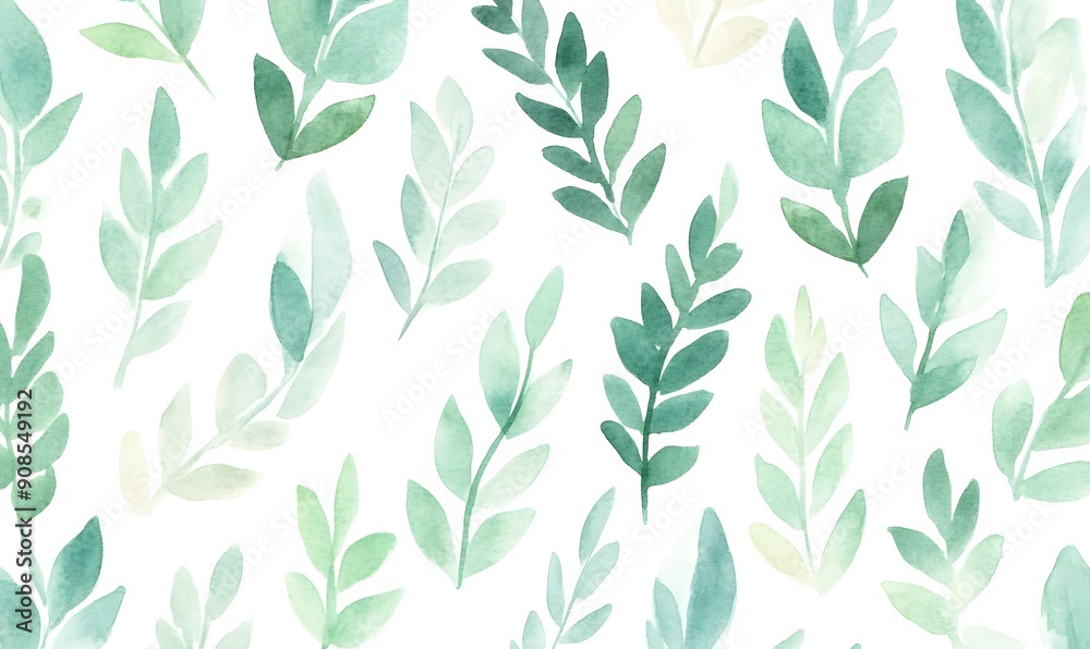 watercolor fern pattern, Generative AI watercolor fern pattern, Generative AI