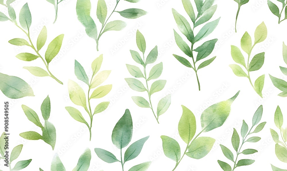 watercolor fern pattern, Generative AI
