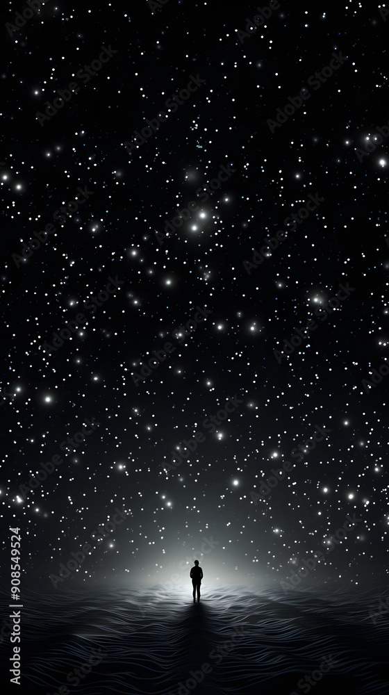 Fototapeta premium Digital night scene starry sky scene abstract graphic poster background