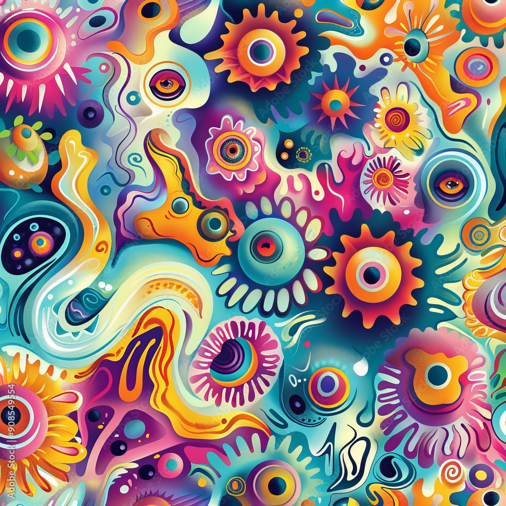 Abstract Psychedelic Design with Vibrant Colors Abstract Psychedelic Design with Vibrant Colors