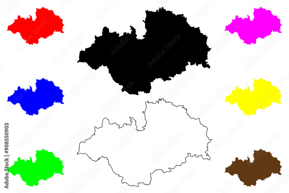 Naklejka premium Ludwigslust-Parchim district (Federal Republic of Germany, rural district, State of Mecklenburg-Vorpommern, Western Pomerania or West) map vector illustration, scribble sketch Ludwigslust Parchim map