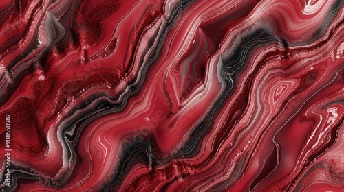3D realistic swirl waves deep red and black abstract granite marble stone wallpaper background