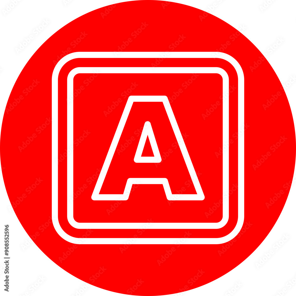 A Capital Alphabet Vector Line White Circle Red A Capital Alphabet Vector Line White Circle Red