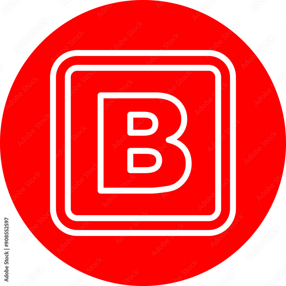 B Capital Alphabet Vector Line White Circle Red B Capital Alphabet Vector Line White Circle Red